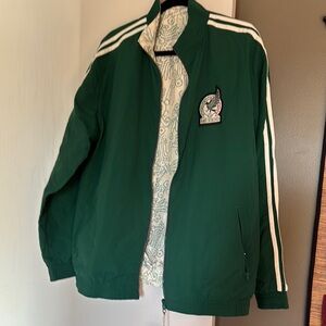 Mexican Green Track Jacket with White Stripes